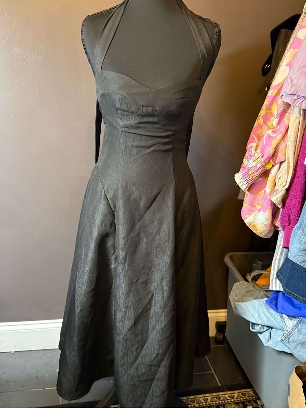 NWT Black Halter Midi Dress